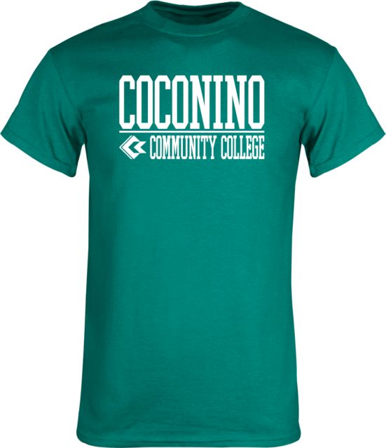 Conconino Teal T Shirt Coconino Community College - Stacked with Emblem - ONLINE ONLY