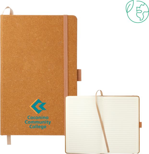 Conconino 5.5 x 8.5 Natural FSC Mix Recycled Leather Bound Journal Coconino Community College - Primary Mark - ONLINE ONLY