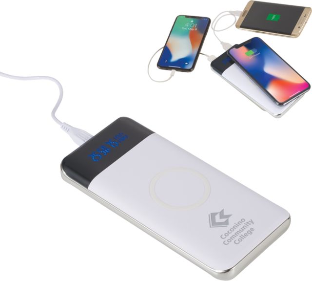 Conconino Constant 10000 mAh Wireless Power Bank w/ Display Coconino Community College - Primary Mark Engraved - ONLINE ONLY